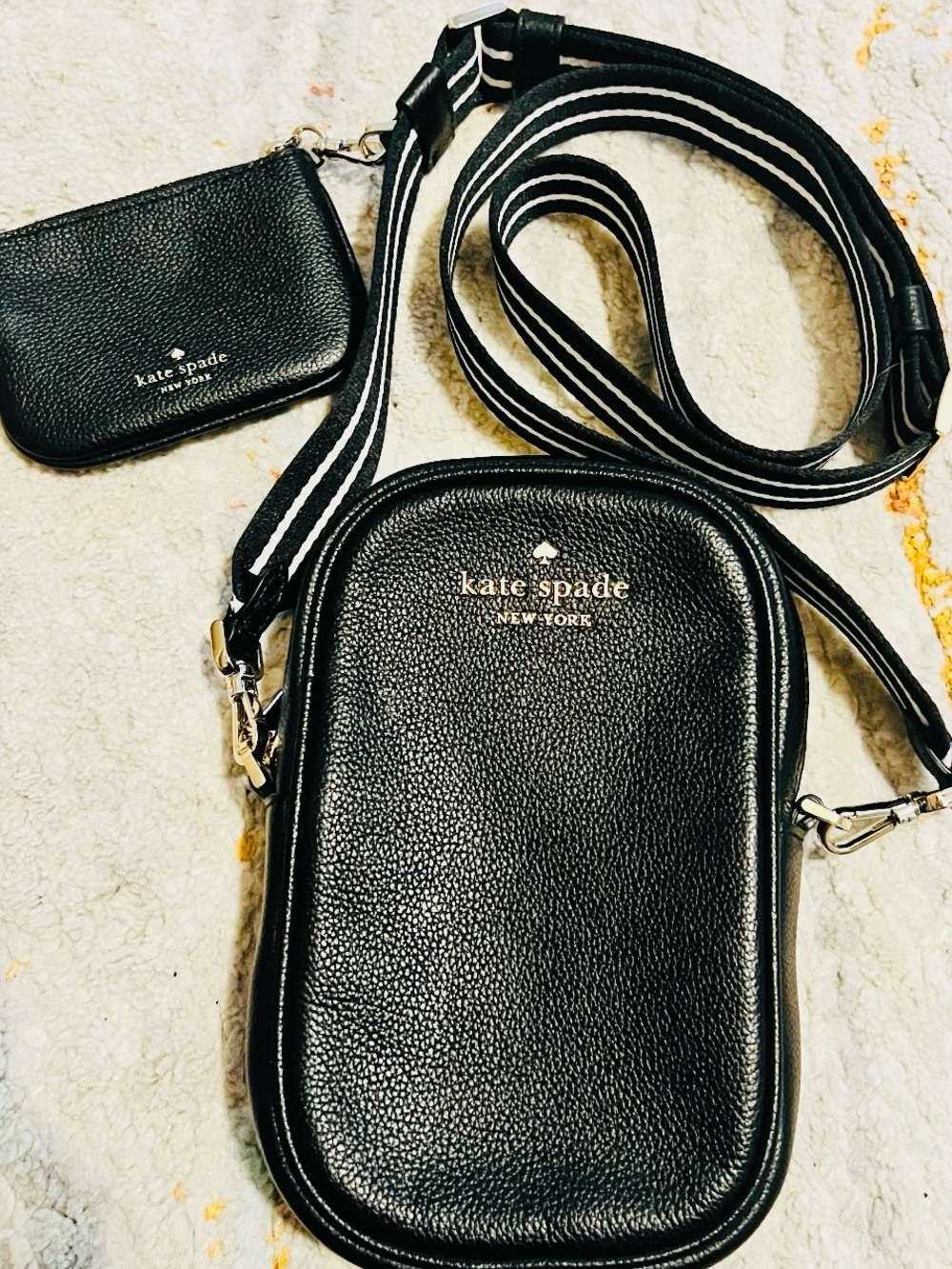 kate spade Black Pebbled Leather Crossbody and wallet